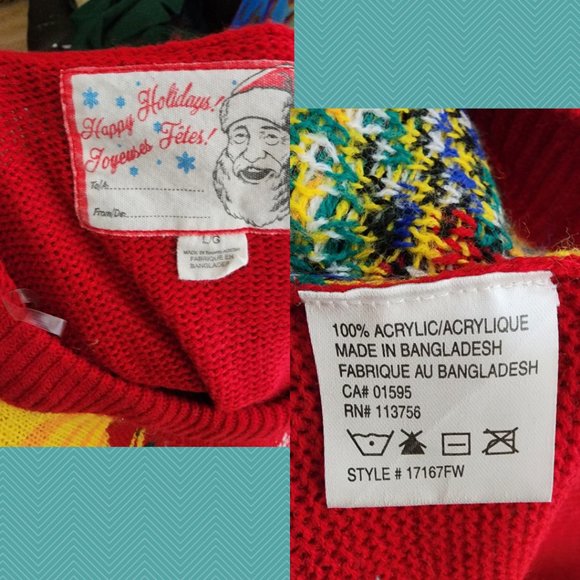 Happy Holidays Red Christmas Lights Ornaments Printed Crewneck Sweater - Picture 5 of 5